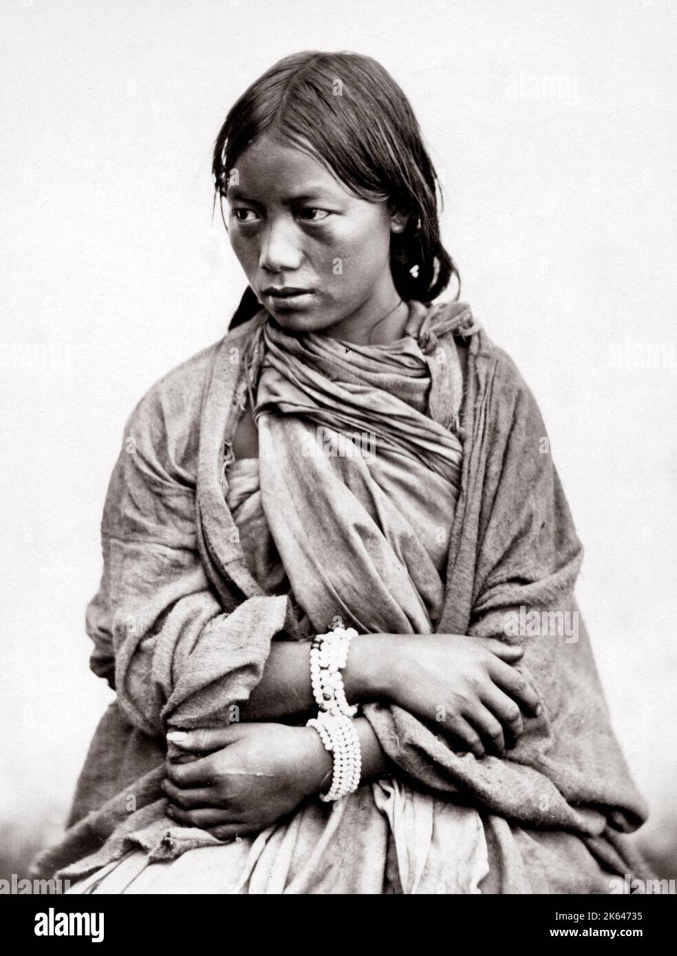 C. 1860 Indien - lepcha oder Rongkup Frau von Sikkim Nepal Bhutan Stockfoto