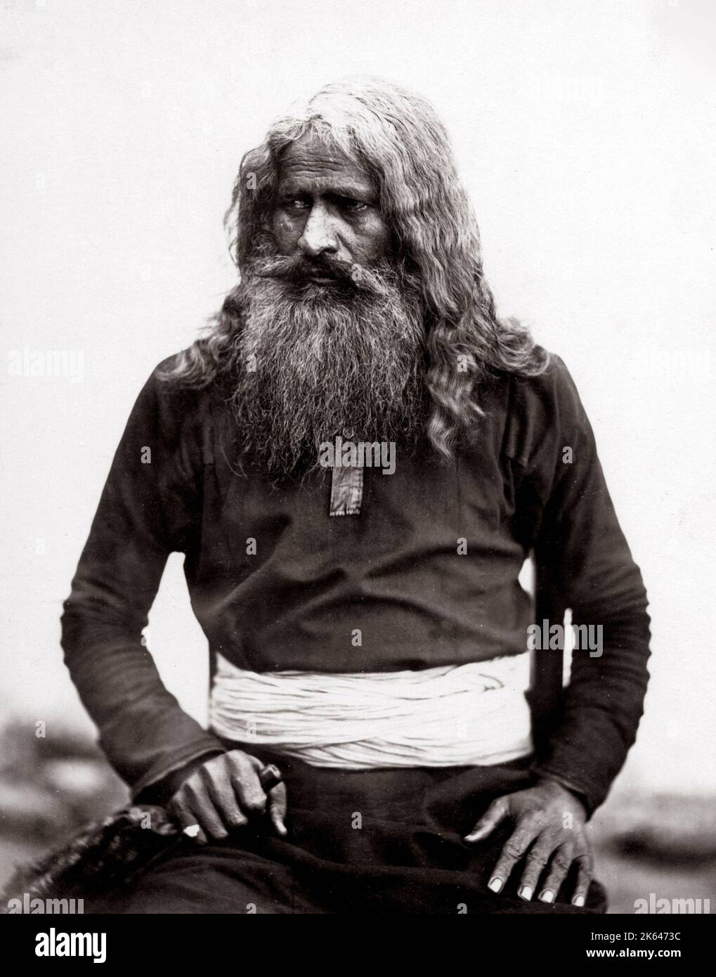 C. 1860 Indien - Tribal Mann mit beeindruckenden Bart Stockfoto