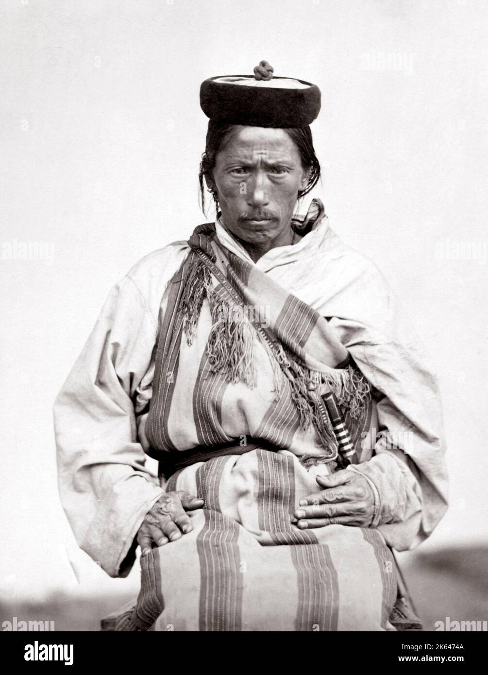 C. 1860 Indien - lepcha oder Rongkup Mann von Sikkim Nepal Bhutan Stockfoto