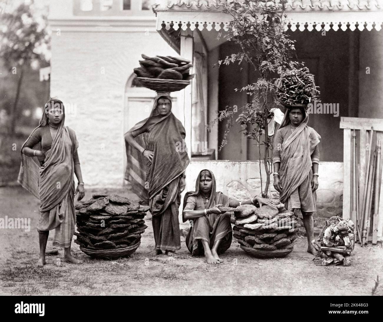 Gülle, Trockner, Indien, C. in der 1870er Jahren wurde die Arbeit meistens von niedrigen Kaste Frauen durchgeführt, und verwendete Brennstoff zum Kochen zu erstellen. Stockfoto