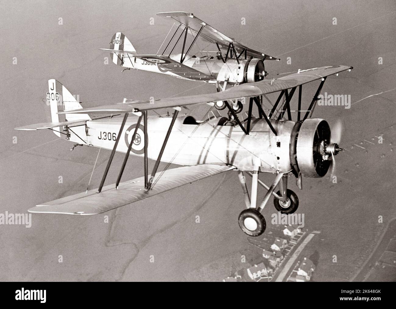 Avro Tutor Doppeldecker, ägyptische Armee Luftwaffe, 1933 Ausbildung Flug in England Stockfoto