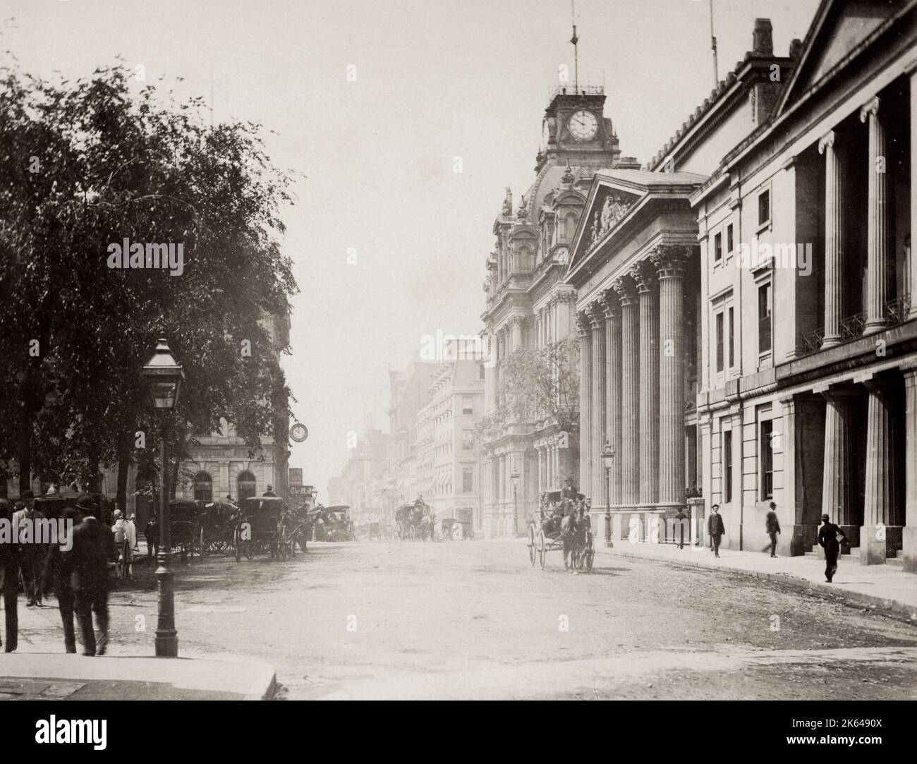 Vintage 19. Jahrhundert Foto: Saint Jacques Street, oder St. James Street, ist eine große Straße in Montreal, Quebec, Kanada. Stockfoto