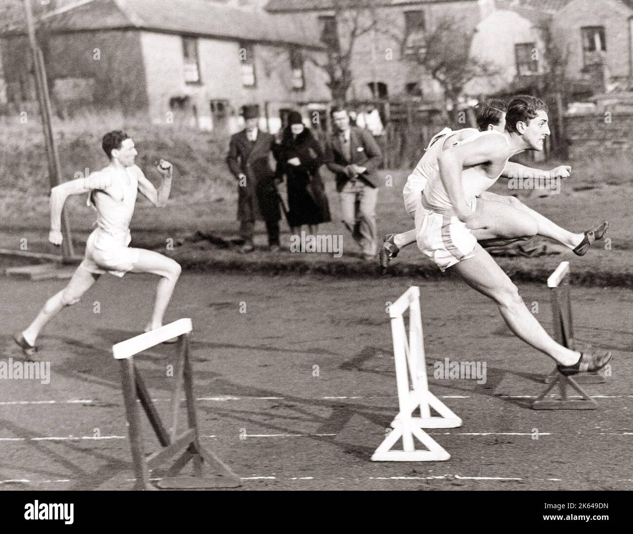 Cambridge University Sport Endrunde - die Hürden, 1933 Stockfoto