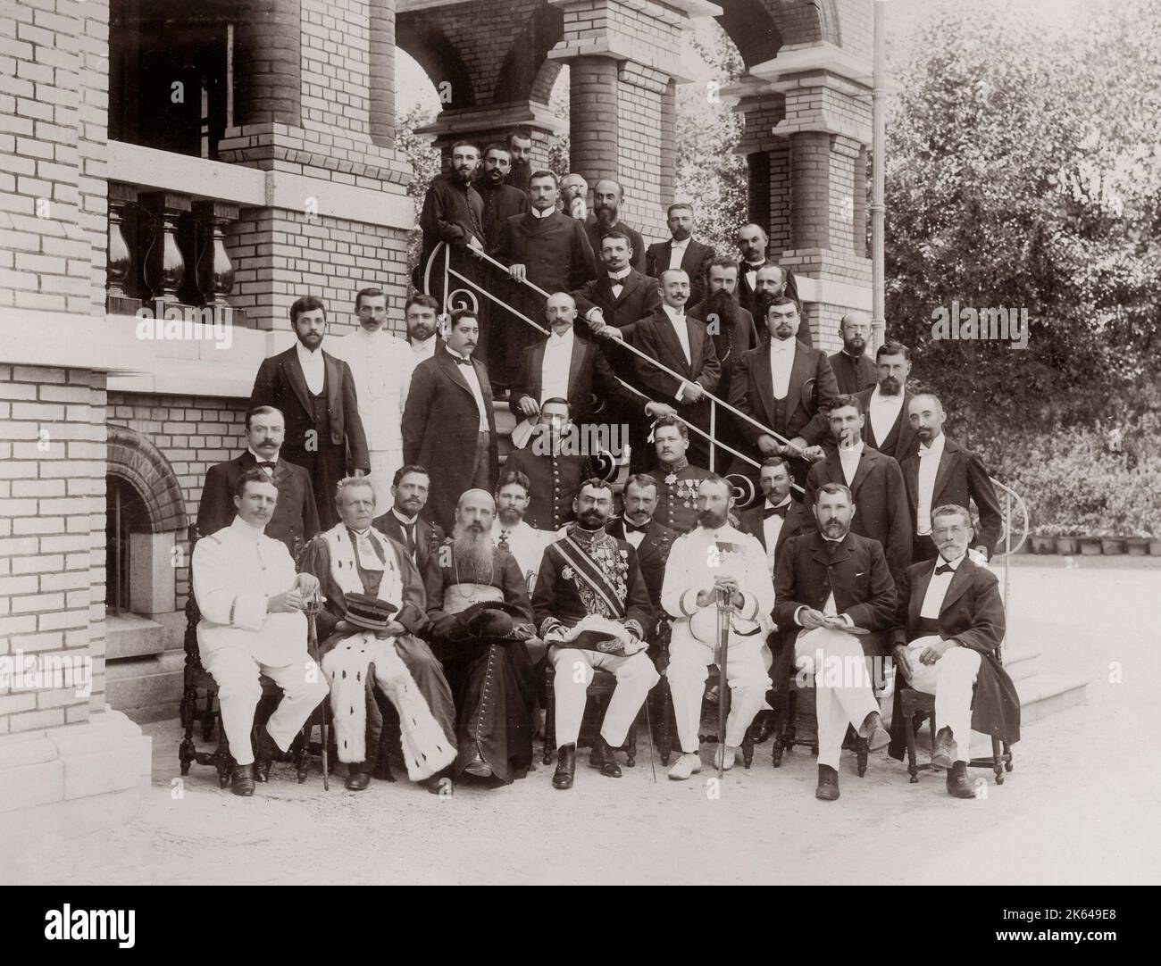 Gruppe französischer Unternehmen diplomatische und religiöse Führer in Seoul Korea 1900 Stockfoto