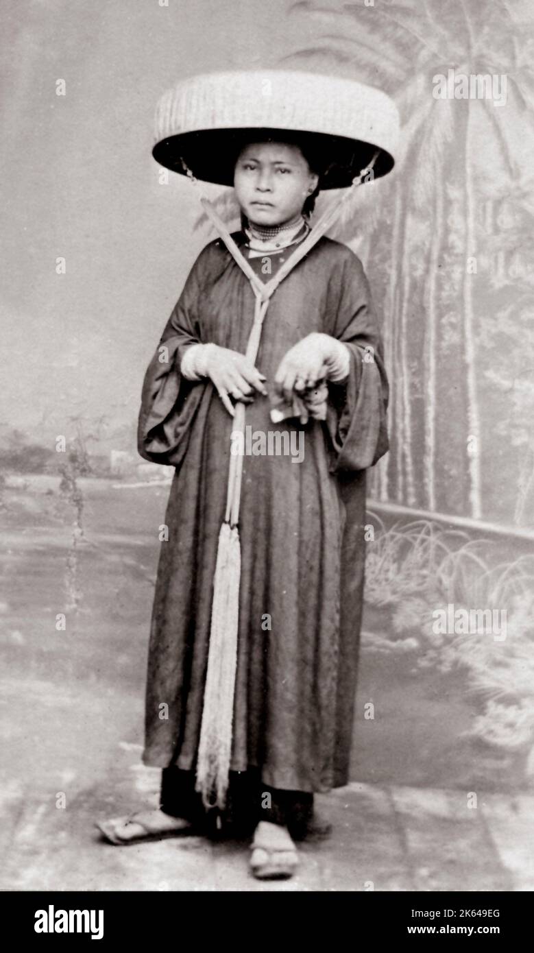 C 1880 Südostasien - Portrait Indochina, Vietnam oder Singapur - Frau Stockfoto