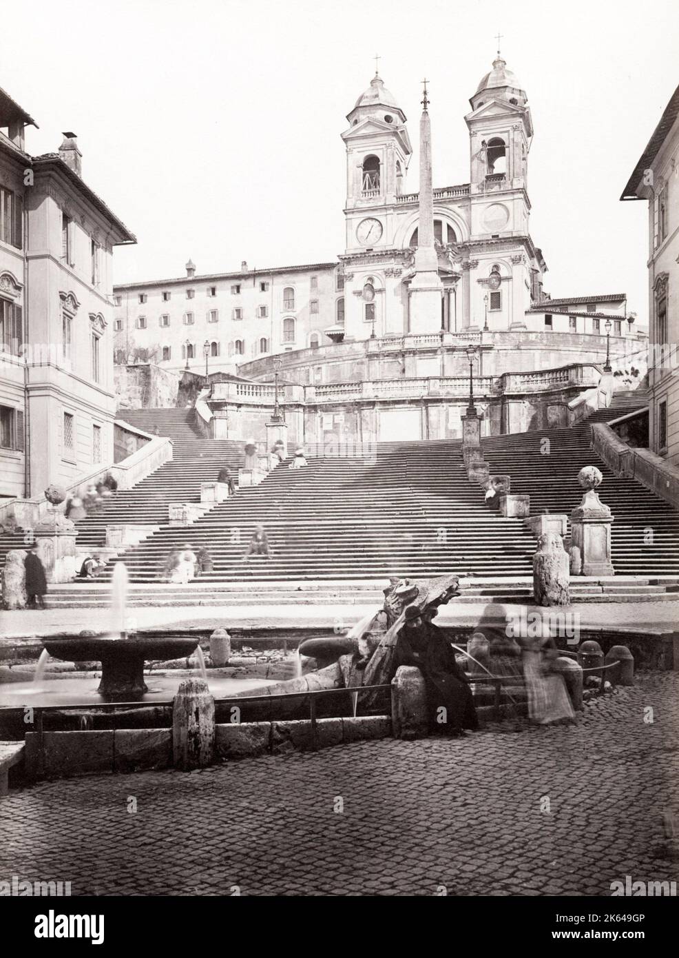 Vintage 19. Jahrhundert Foto: Piazza di Spagna, Spanische Treppe, Rom Italien. Stockfoto