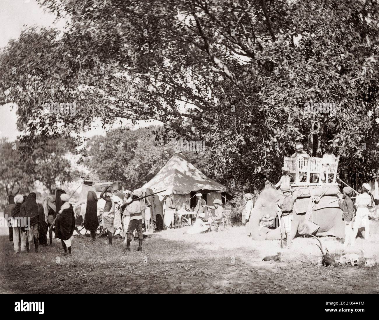 Tiger Hunt Serie von Colonel Willoughby Wallace Hooper, 1837-1912, fotografiert in den 1870er Jahren. Eines von 10 aufgeführten Bildern. Stockfoto