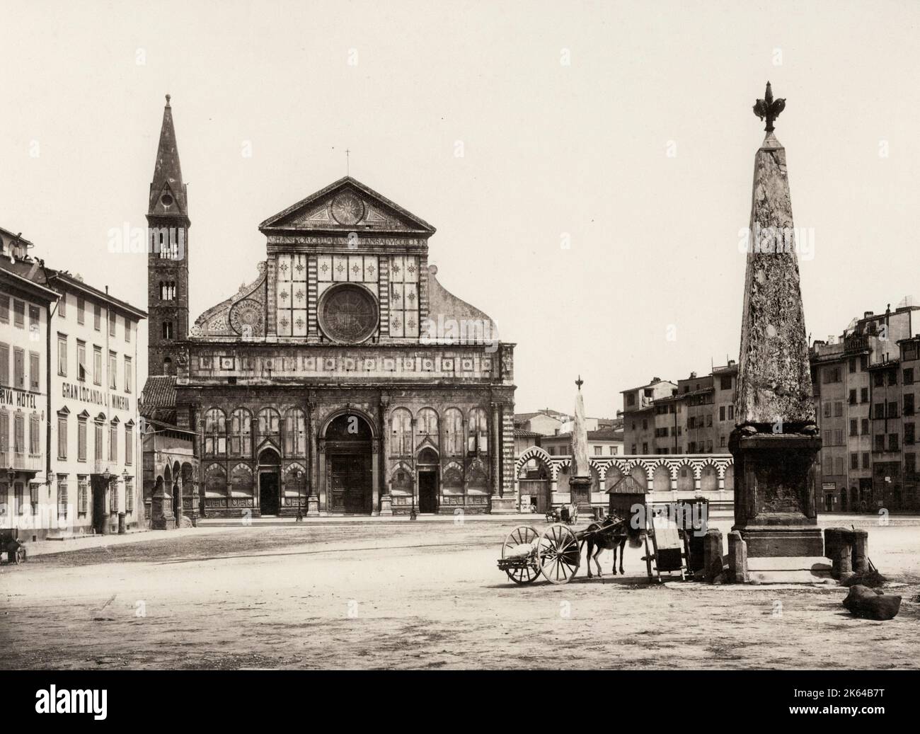 19. Jahrhundert Vintage-Foto - Santa Maria Novella ist eine Kirche in Florenz, Italien, und ist die wichtigste Dominikanerkirche der Stadt. Stockfoto