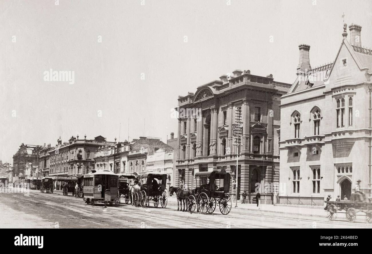Vintage 19. Jahrhundert Foto: Blick in die Innenstadt, vermutlich Melbourne, Australien, Bild um 1890 Stockfoto