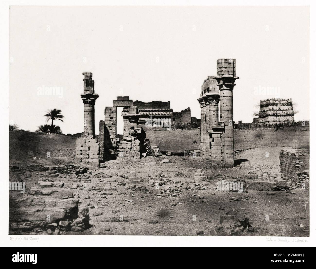 Vintage 19. Jahrhundert Foto: Tempel von Hermonthis, Erment, Arment, Ägypten von Maxime Du Camp, 1850er Jahre. Stockfoto