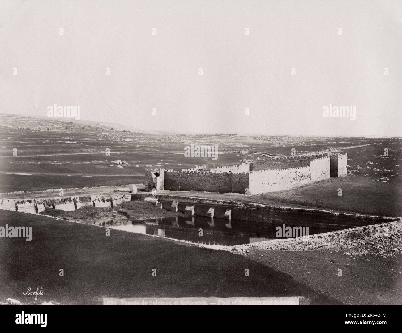 Vintage 19. Jahrhundert Foto: Solomons Pools und Festung, in der Nähe von Bethelem, Heiliges Land, Palästina, jetzt Westjordanland. Stockfoto