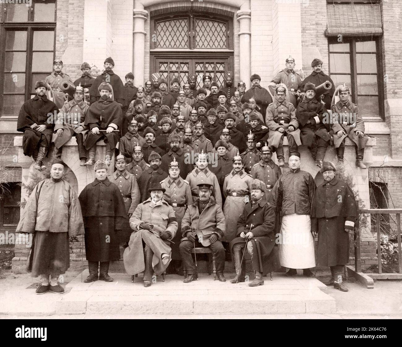 c,1900 Vintage-Foto: Deutsche Soldaten, Peking, Peking, Boxer-Rebellion Stockfoto
