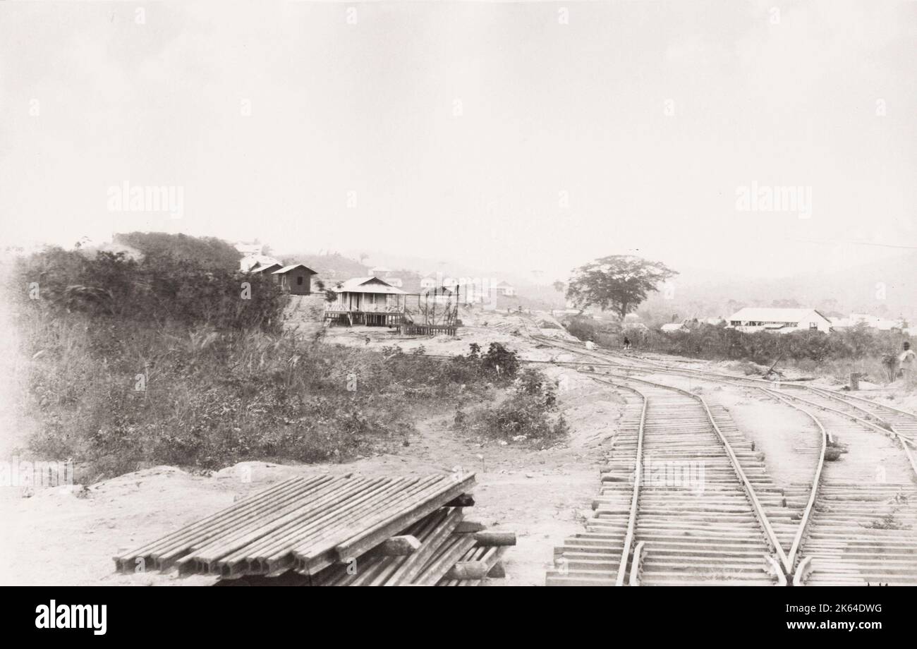 Vintage 19. Jahrhundert Foto: Bild bezieht sich auf den ersten Französisch geführten Versuch, den Panama-Kanal in den 1880er Jahren unter der Aufsicht von Ferdinand de Lesseps zu bauen. Emperador. Stockfoto