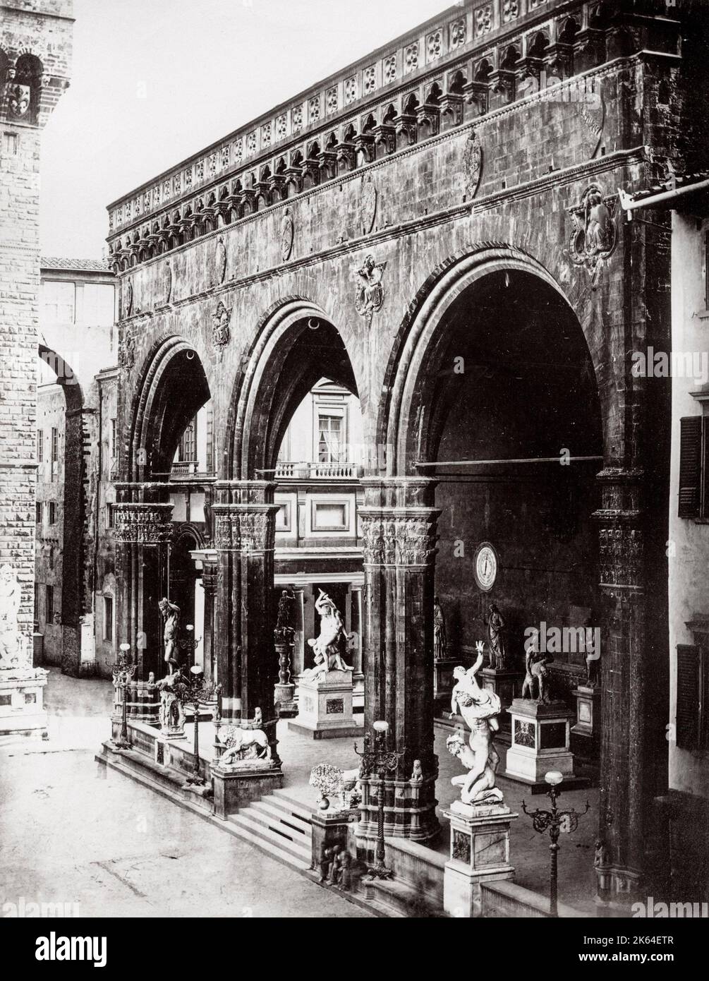 Vintage 19. Jahrhundert Foto Die Loggia dei Lanzi, auch Loggia della