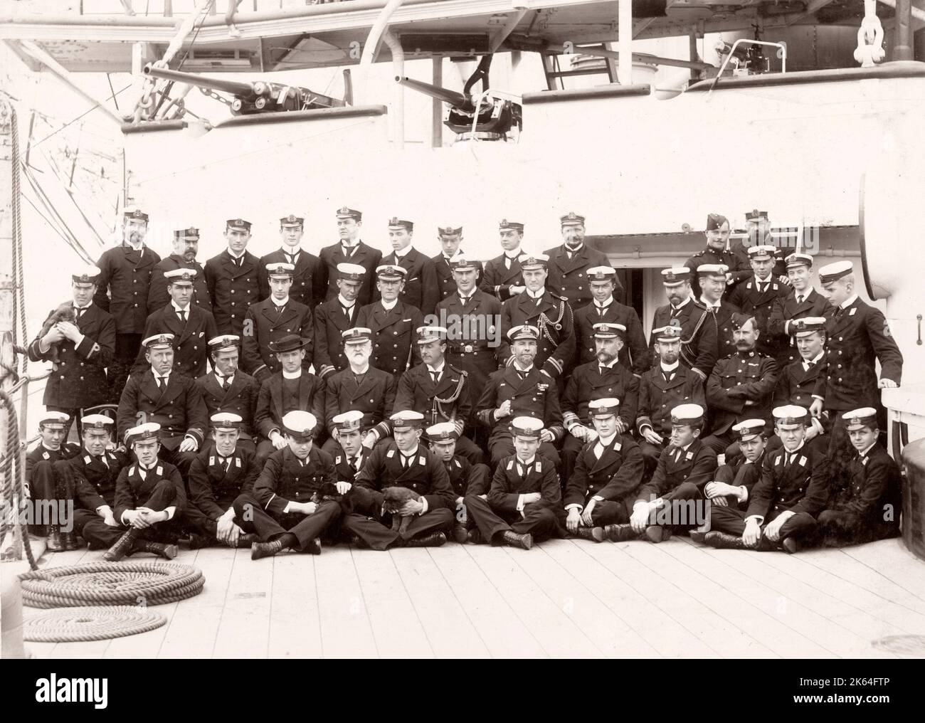 19. Jahrhundert/1900 vintage Fotografie - Offiziere der britischen Schlachtschiff HMS Hauptmann, welche Aktion bei der Boxeraufstand in China. Stockfoto