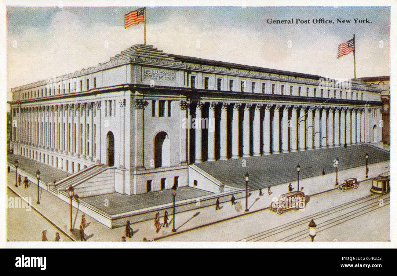 Das General Post Office - New York City, USA. Das Hotel befindet sich an der 8. Avenue, zwischen der 31. Und 33. Straße. Gebaut über der Rennstrecke und den Depots der Pennsylvannia Station. Stockfoto