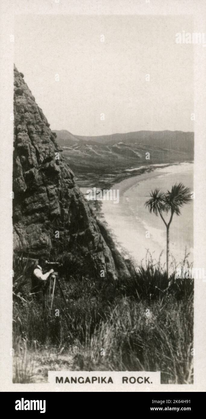 Neuseeland - Mangapika Rock, Tom Bowling's Bay in der Nähe von Nordkap im äußersten Norden Neuseelands - einst ein Maori Stronghold. Stockfoto