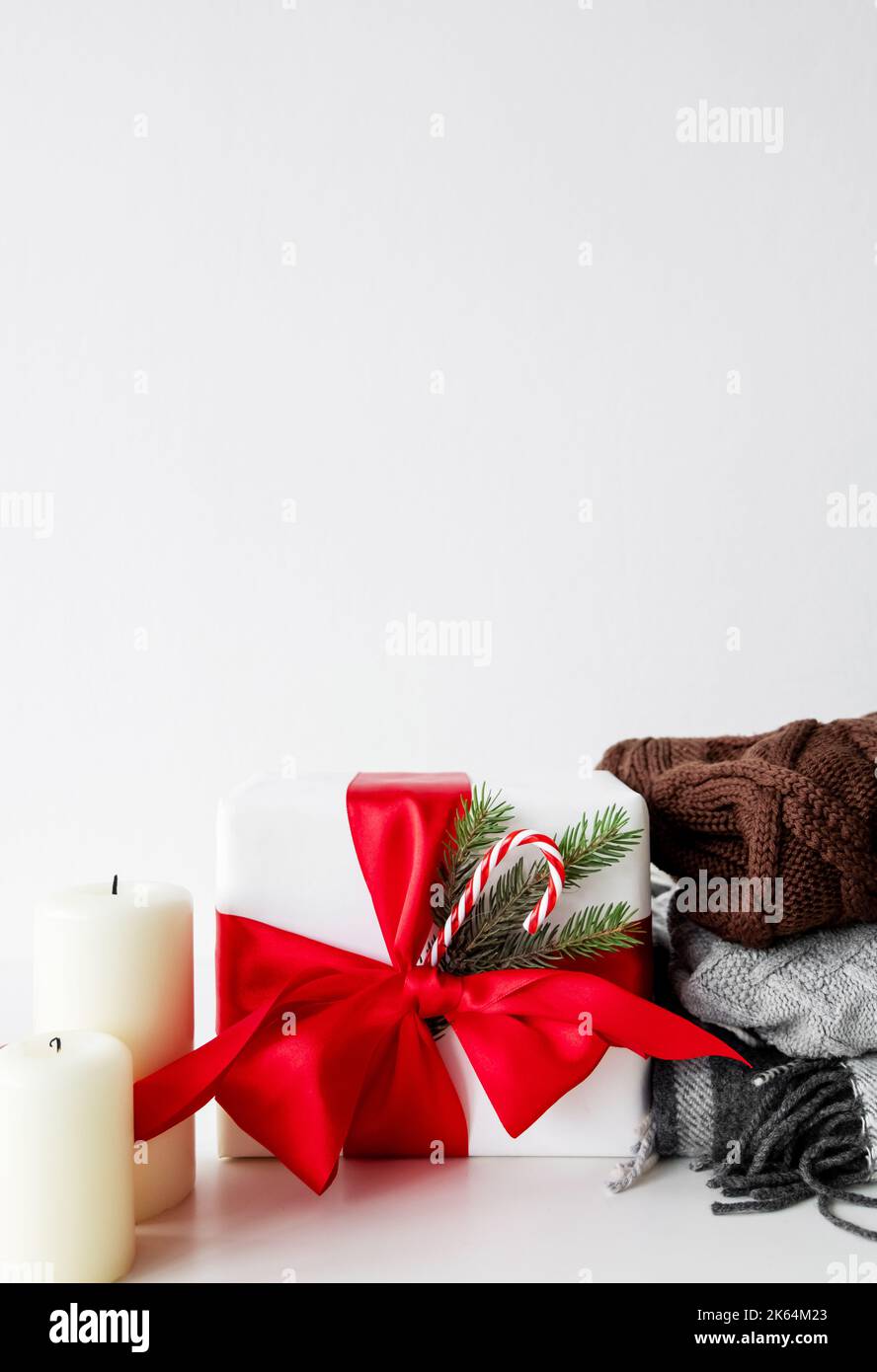 Neujahr Feier Weihnachten Hintergrund Geschenk weiß Stockfoto