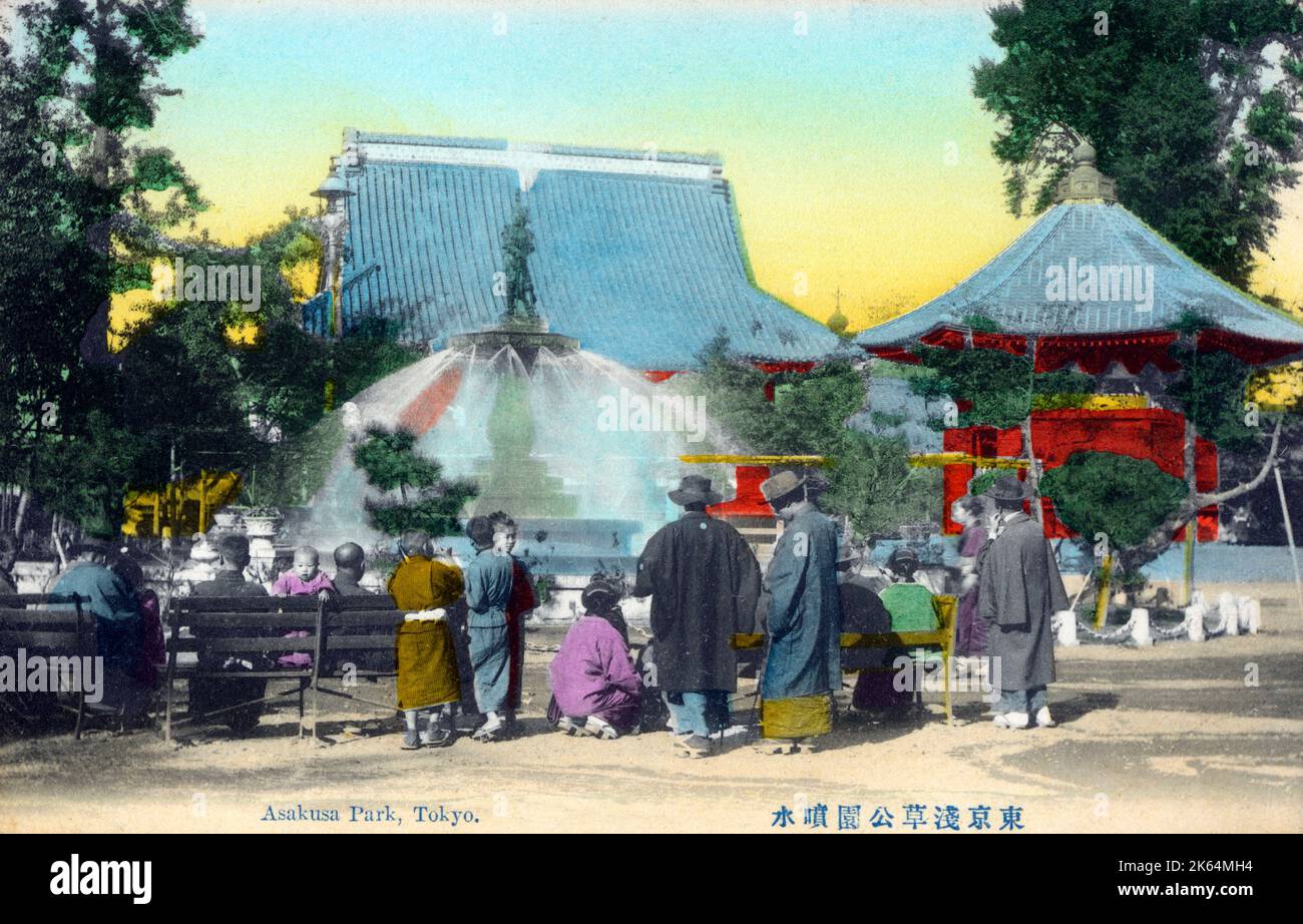 Senso-ji - ein alter buddhistischer Tempel im Asakusa Park, Tokio, Japan. Datum: Ca. 1910s Stockfoto