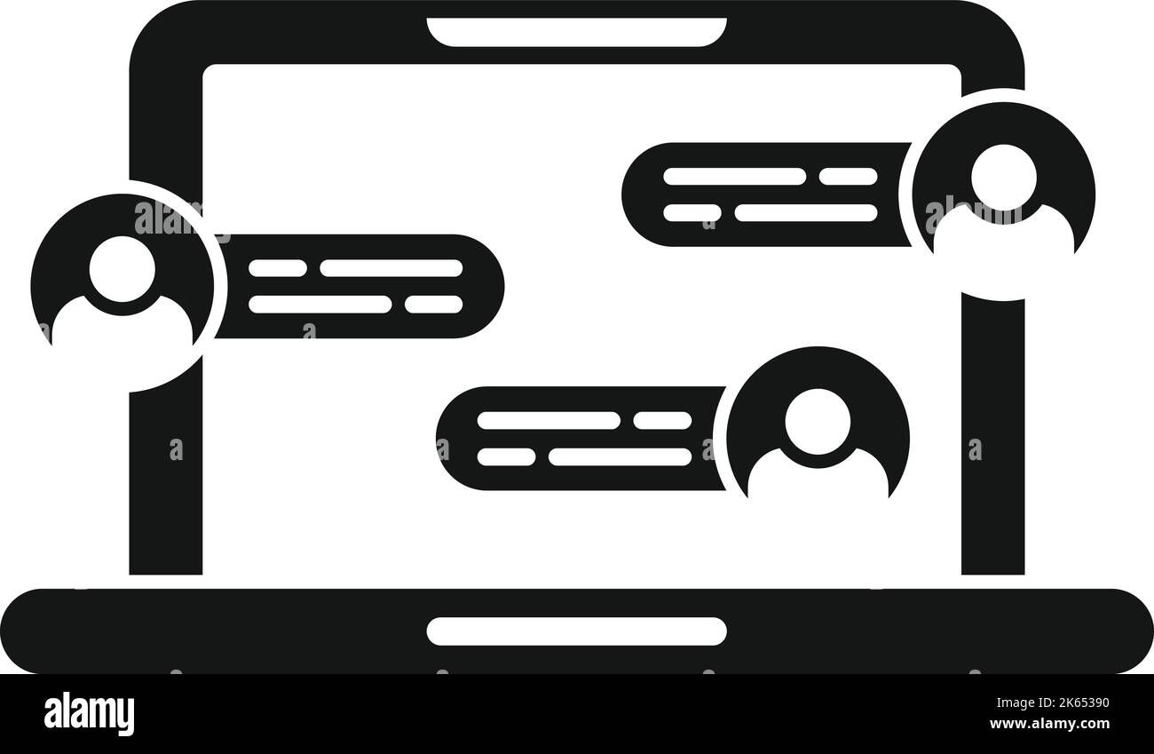 Laptop Online-Forum Symbol einfache Vektor. Business-Chat. Gesellschaftliche Treffen Stock Vektor