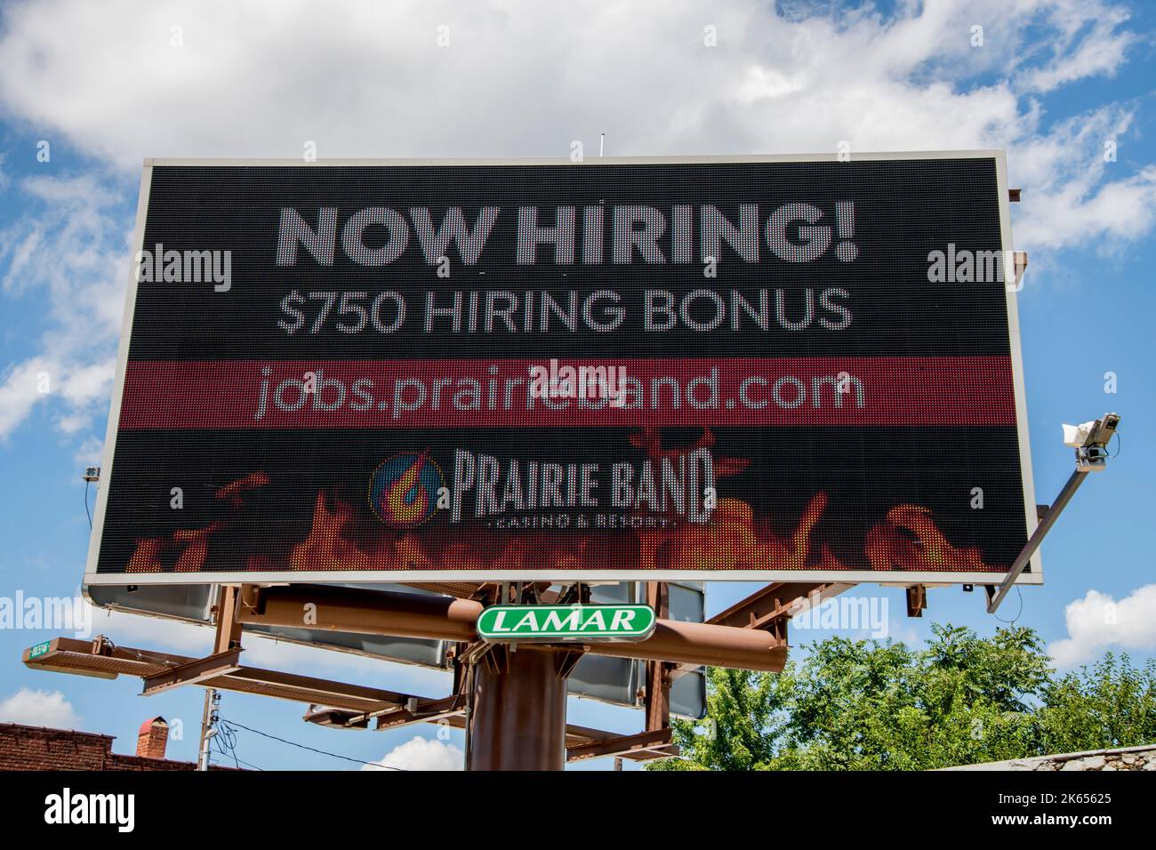 Topeka, Kansas. Casino auf der Suche nach Hilfe und bietet $750 Bonus für neue Mitarbeiter Stockfoto