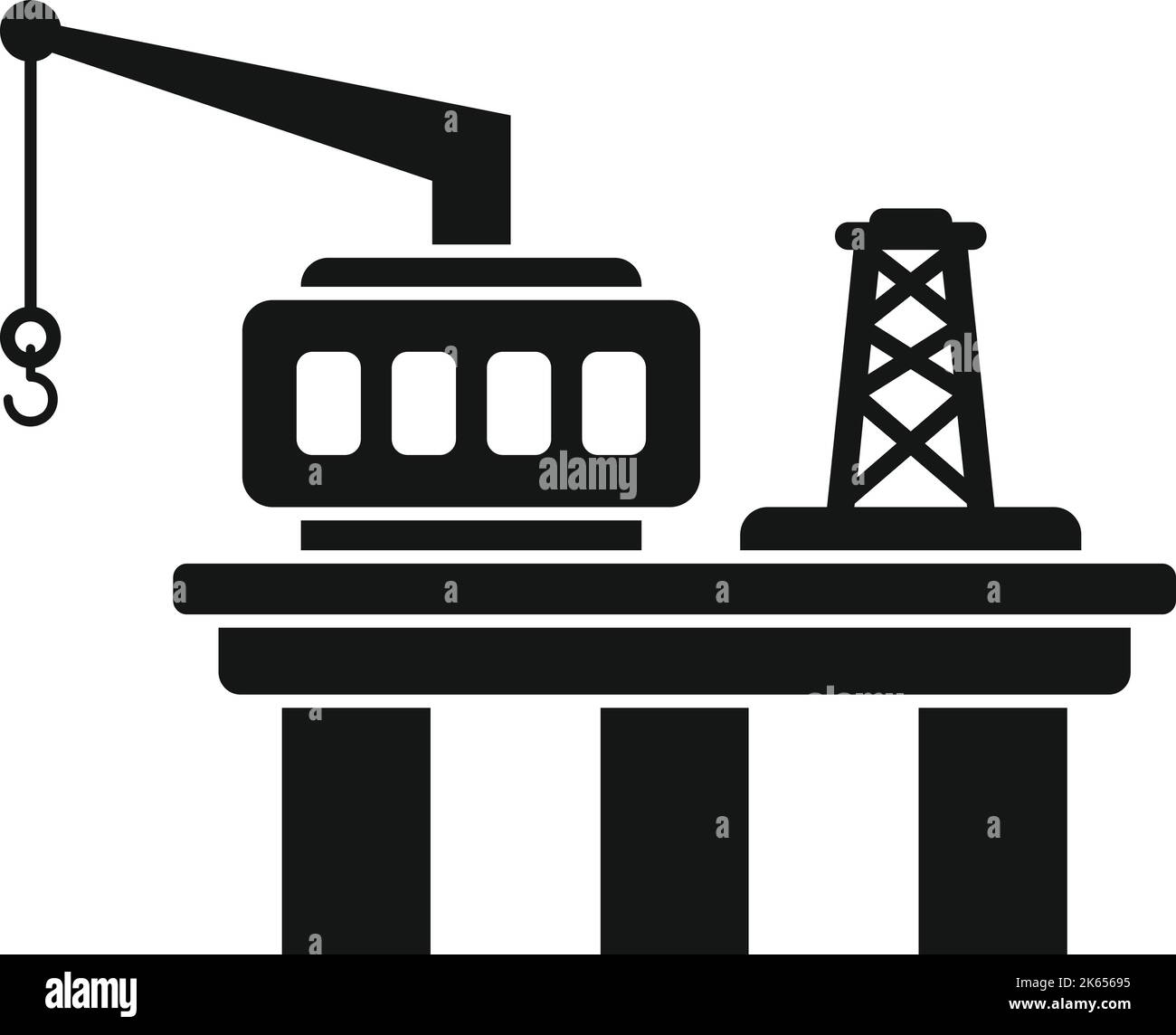 Schiff Rig Symbol einfacher Vektor. Gasplattform. Bohrindustrie Stock Vektor