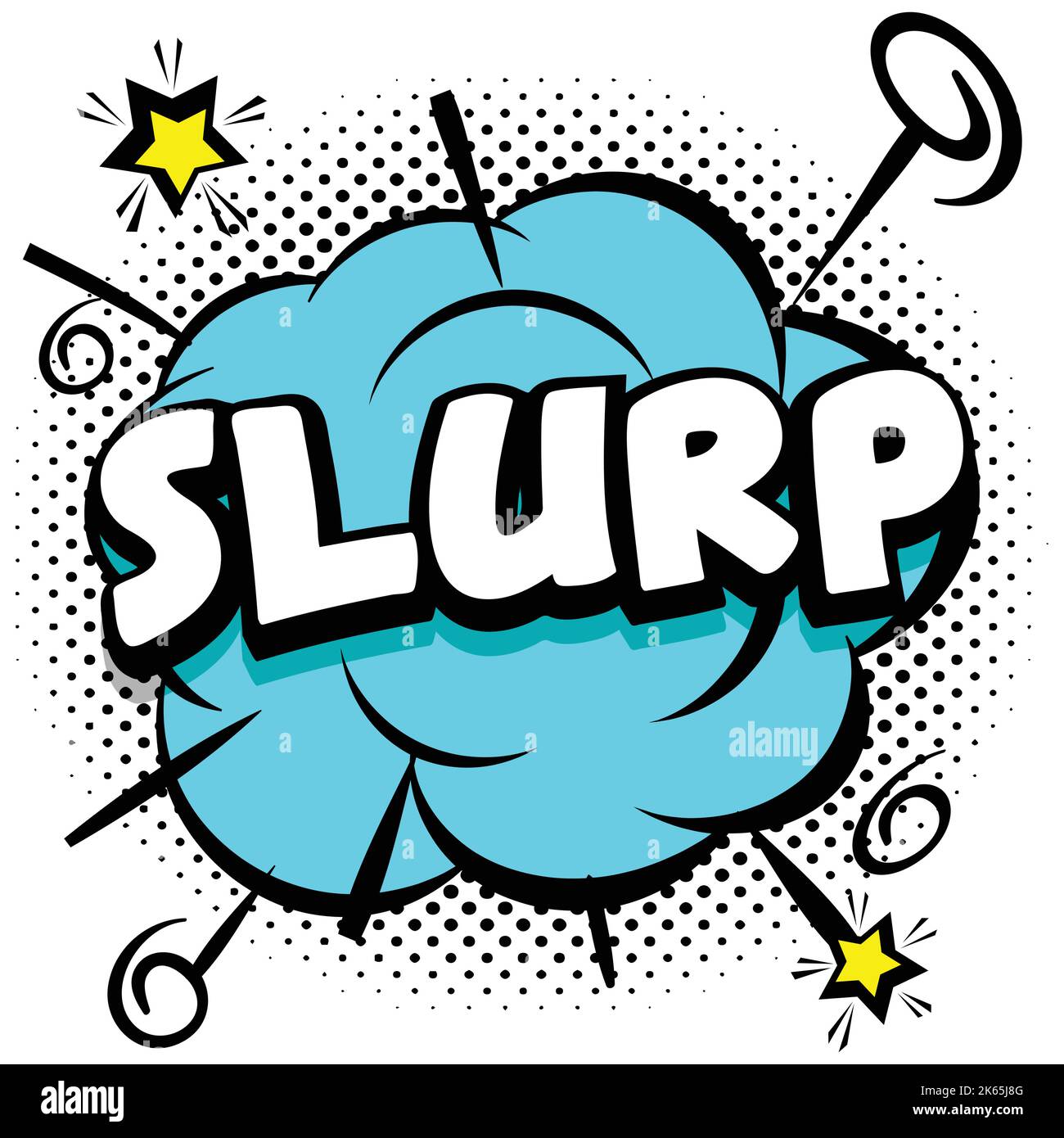 Slurp Comic helle Vorlage mit Sprechblasen auf bunten Rahmen Vektor-Illustration Stock Vektor