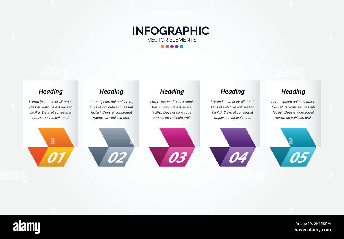 Zeitleiste 5 Optionen Horizontale Infografik für Präsentationen