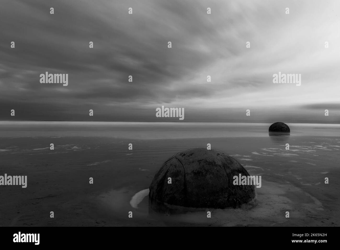 Silent Spectator - Moeraki Boulders of New Zealand Stockfoto