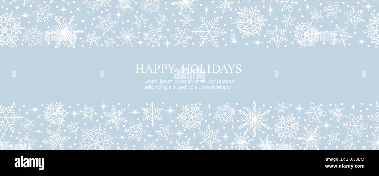 Christmas Vector Nahtlose Hintergrundillustration Mit Abstrakten Schneeflocken-Muster Und Text-Raum. Horizontal Und Vertikal Wiederholbar. Stock Vektor