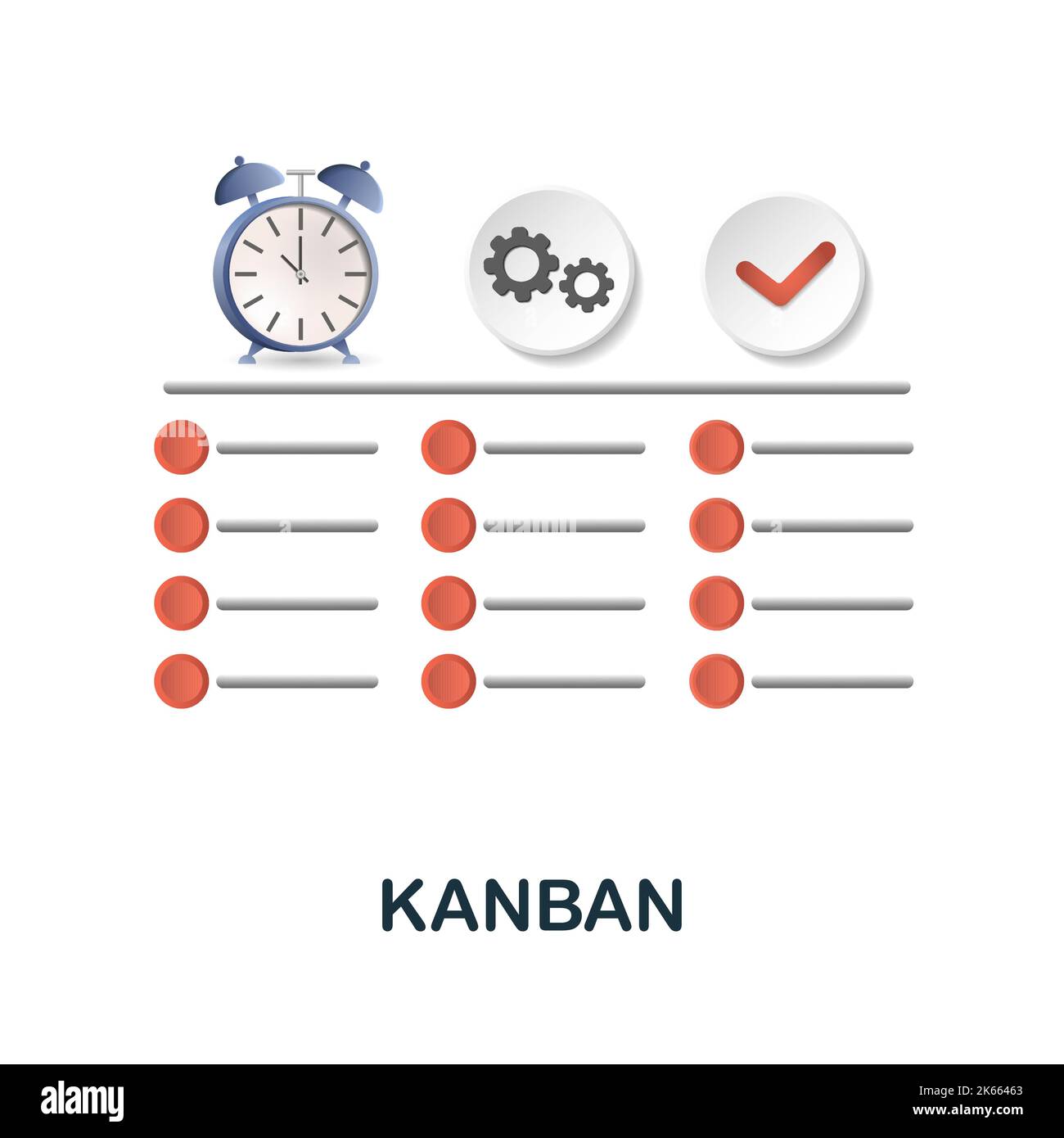 Kanban-Symbol. 3D Illustration aus der Projektentwicklungskollektion. Creative Kanban 3D Icon für Webdesign, Templates, Infografiken und mehr Stock Vektor