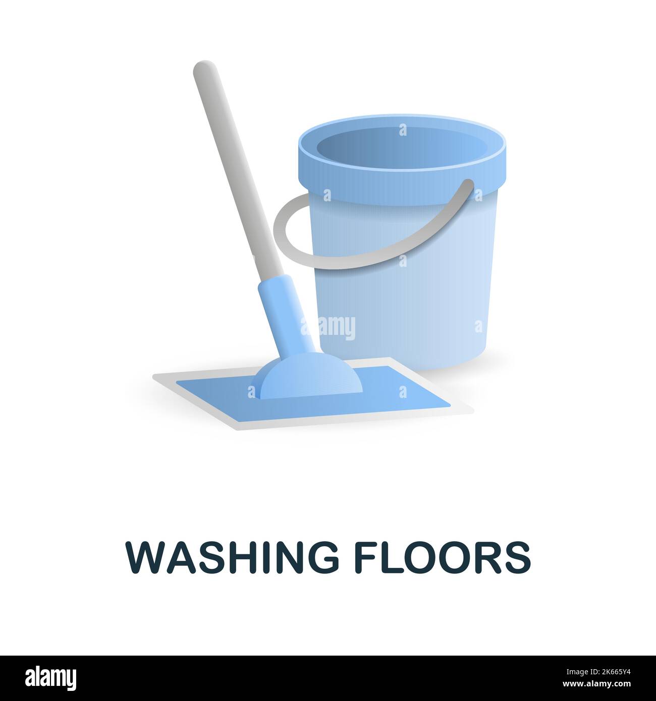 Symbol für Waschböden. 3D Abbildung aus der Reinigungskollektion. Creative Washfloors 3D Symbol für Webdesign, Vorlagen, Infografiken und mehr Stock Vektor