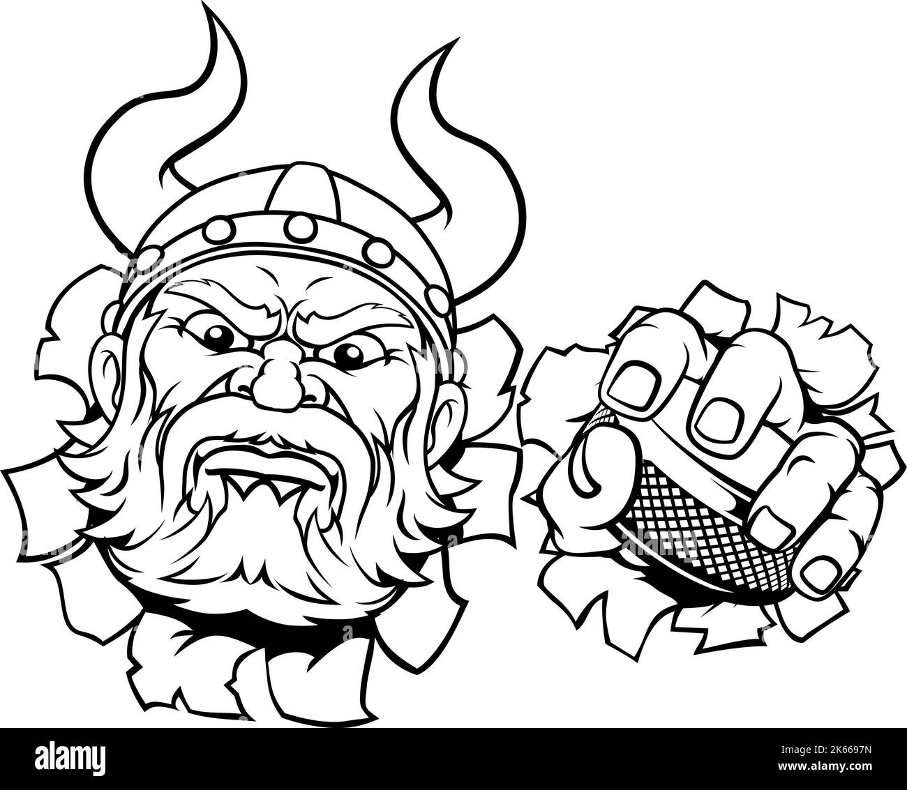 Viking Eishockey Sport Maskottchen Cartoon Stock Vektor