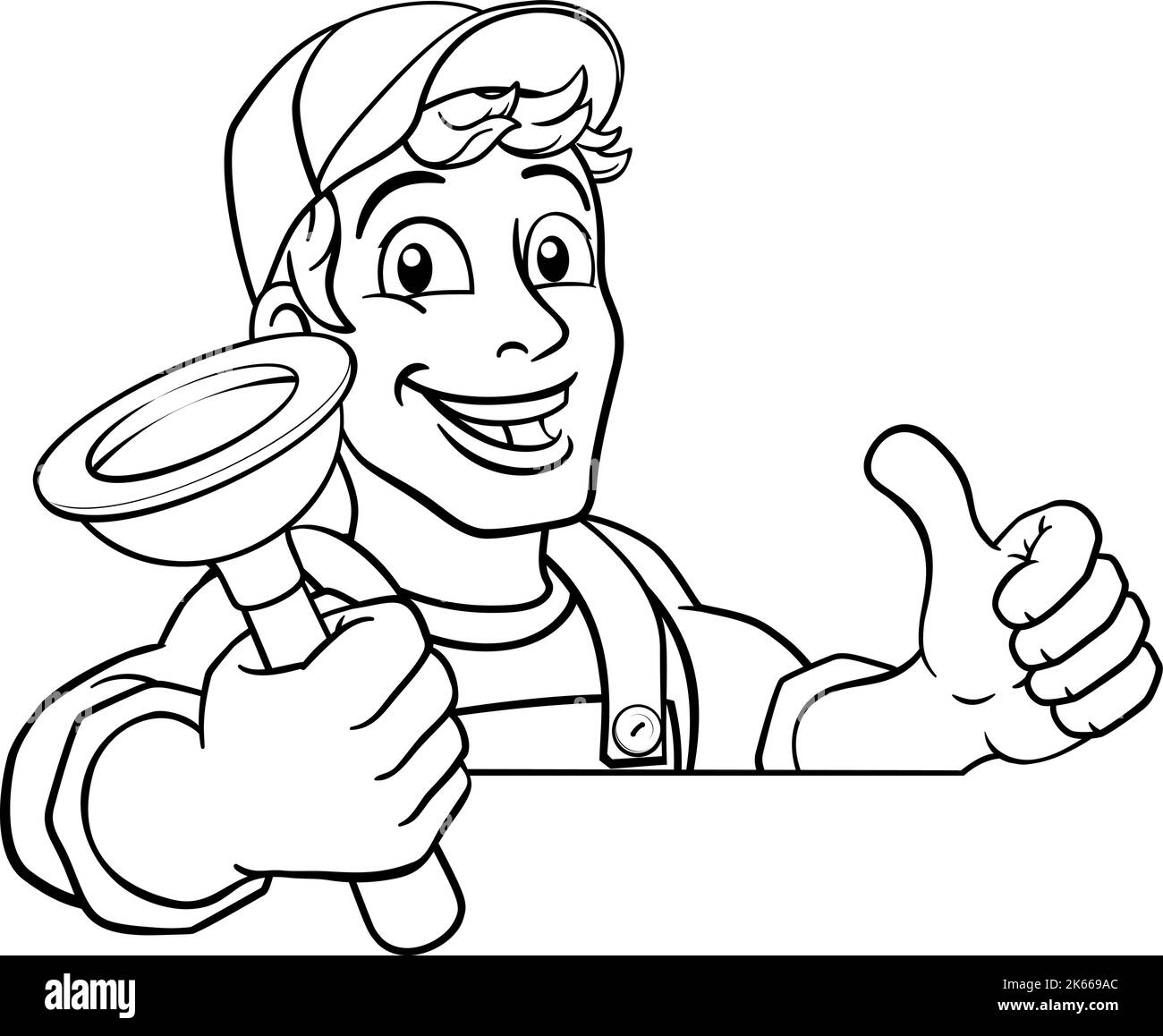 Klempner Cartoon Sanitär ablassen Kolben Heimwerker Stock Vektor