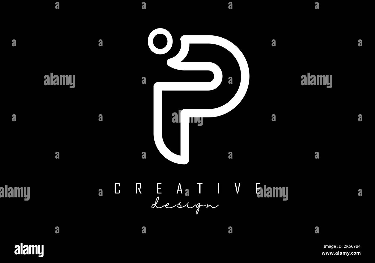 Umreißen Sie das weiße P-Logo mit einem minimalistischen und gradienten Design. Vektorgrafik mit geometrischem Design. Kreative Ikone mit Brief. Stock Vektor