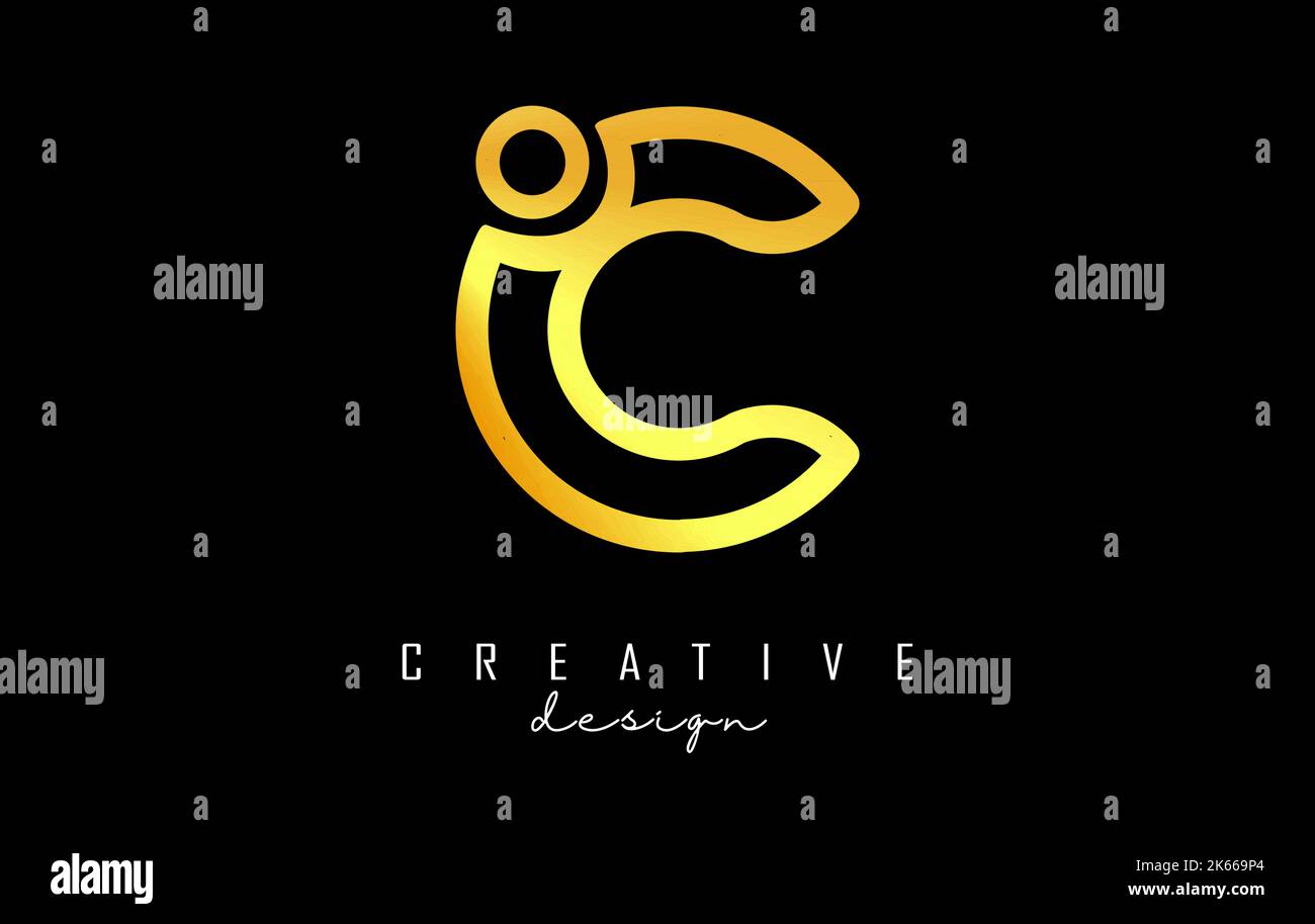Umreißen Sie das goldene C-Logo mit einem minimalistischen und gradienten Design. Vektorgrafik mit geometrischem Design. Kreative Ikone mit Brief. Stock Vektor