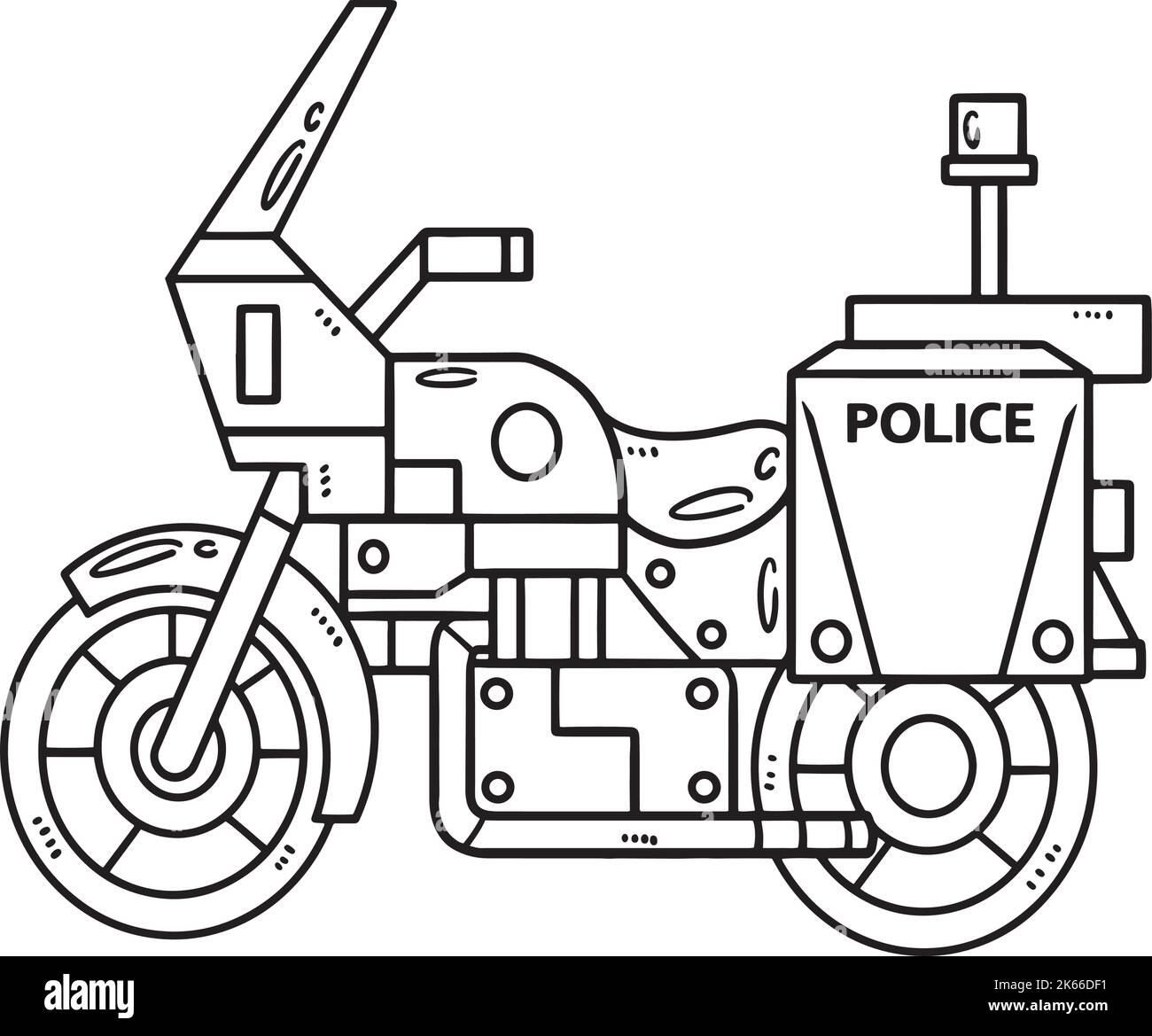 Polizei Motorrad isoliert Malseite für Kinder Stock Vektor