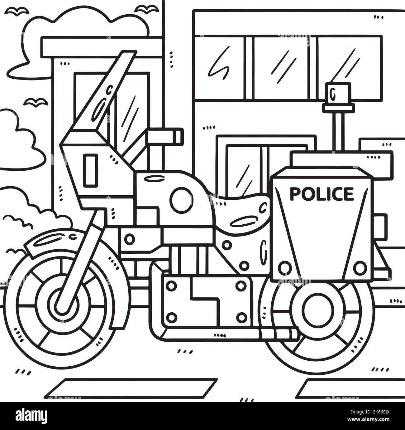 Polizei Motorrad Malseite für Kinder Stock Vektor