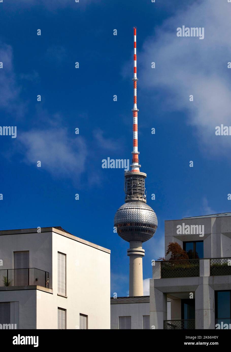 Berliner Fernsehturm hinter neuen Häusern in Berlin-Mitte, Deutschland, Berlin Stockfoto