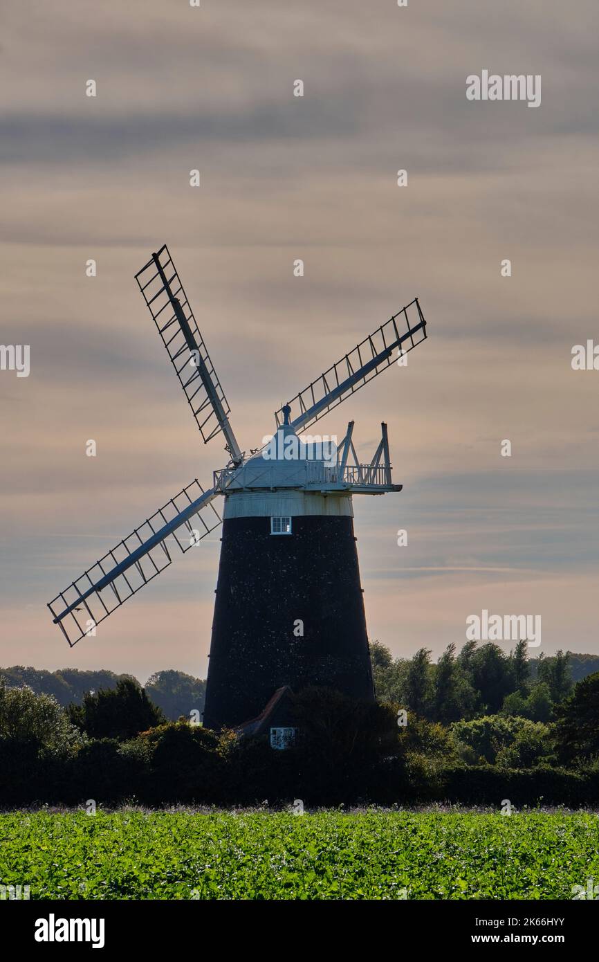 Windmühle in der Nähe von Burnham Overy Staithe, Norfolk Stockfoto