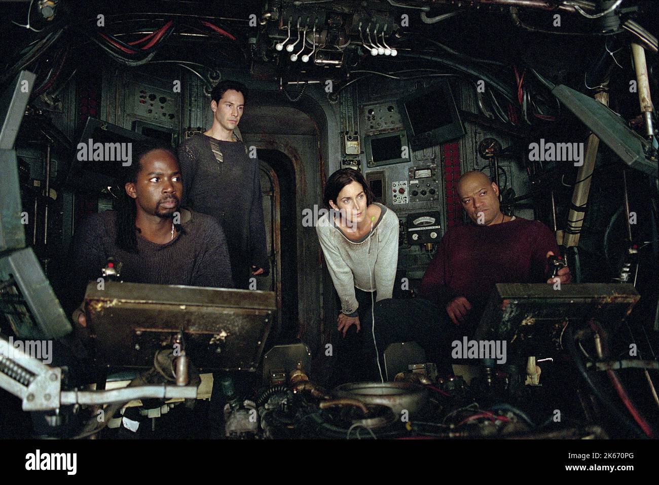 HAROLD PERRINEAU, Keanu Reeves, CARRIE-ANNE MOSS, Laurence Fishburne, DIE MATRIX RELOADED, 2003 Stockfoto