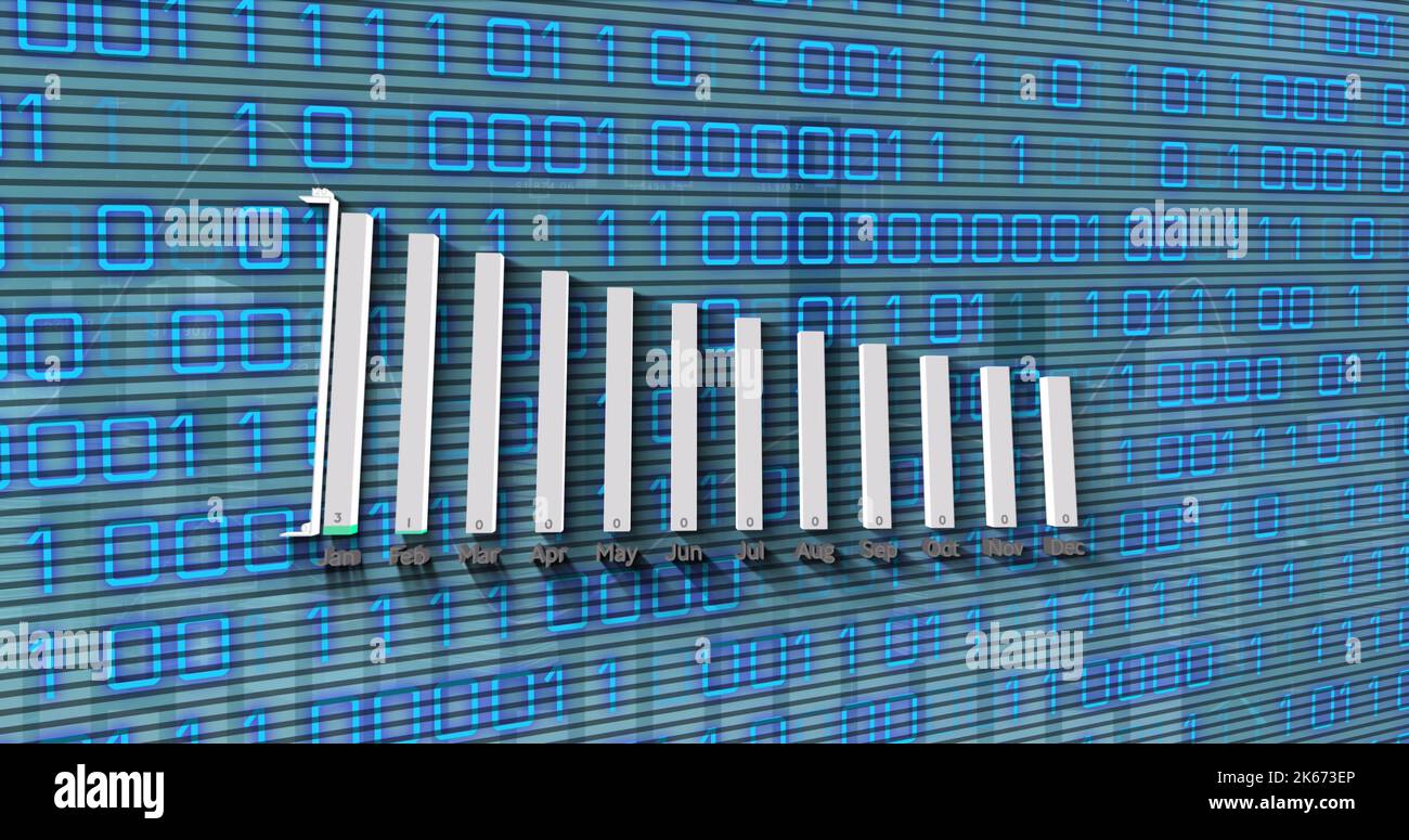 Abbildung eines Finanzdiagramms über der Datenverarbeitung Stockfoto