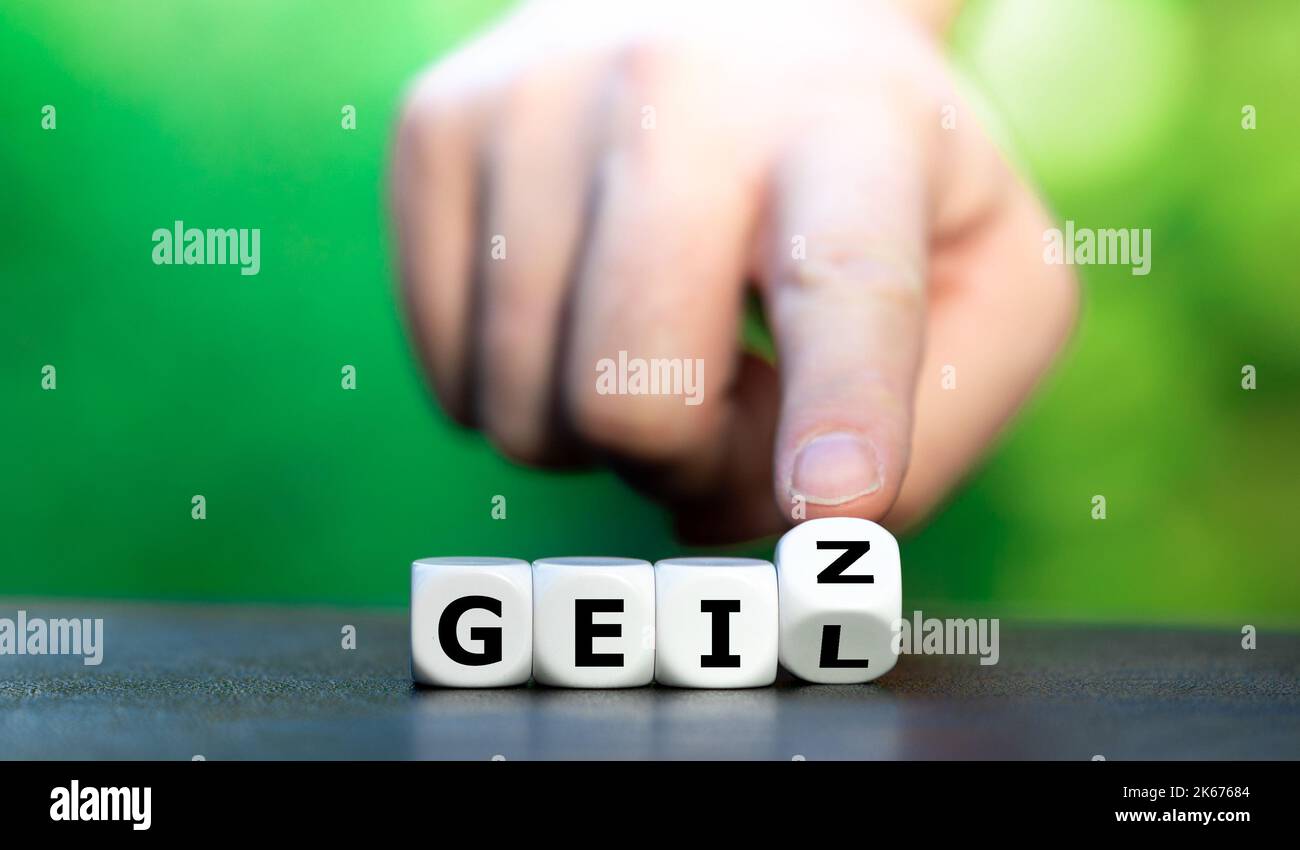 Deutscher Ausdruck "geiz ist geil". Stockfoto