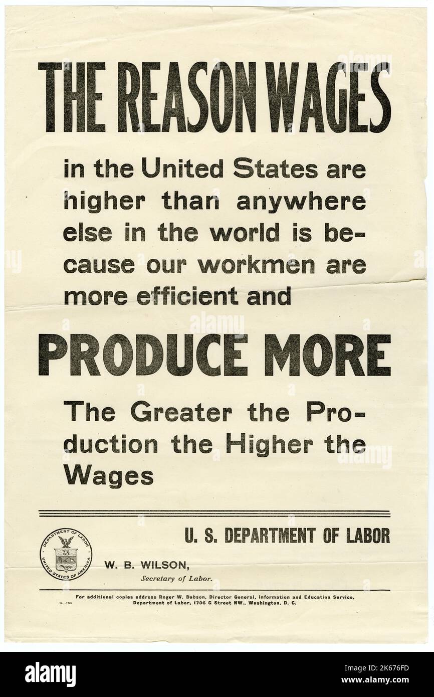 Broadside - „der Grund dafür, dass die Löhne in den Vereinigten Staaten höher sind als irgendwo sonst auf der Welt“ Stockfoto