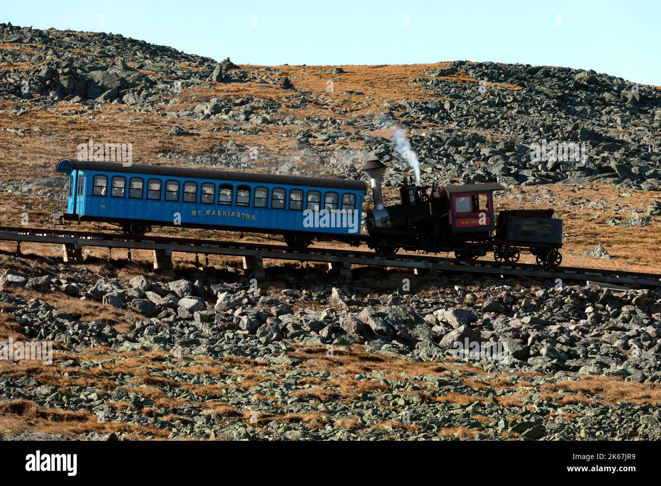 Dampflok, Mount Washington Cog Railway, White Mountain National Forest, New Hampshire Stockfoto