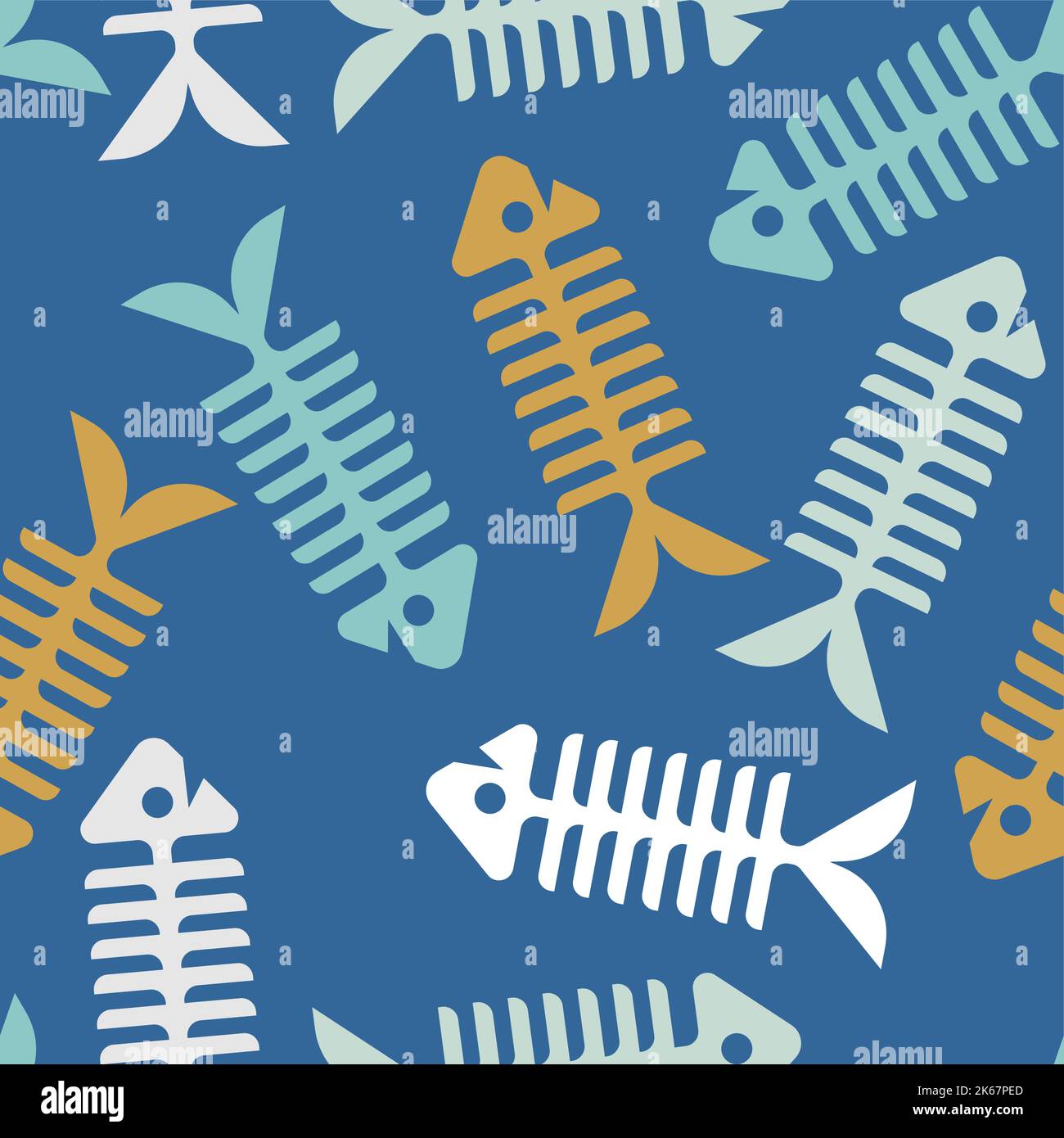 Fisch Skelett Muster nahtlos . Hintergrund für Fischknochen. Struktur aus Babygewebe Stock Vektor