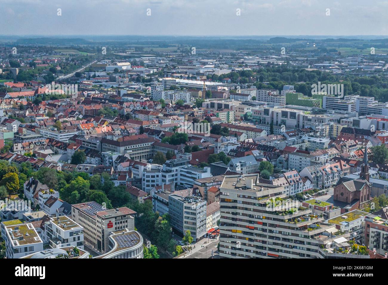 Die Partnerstädte Ulm und Neu Ulm von oben Stockfoto