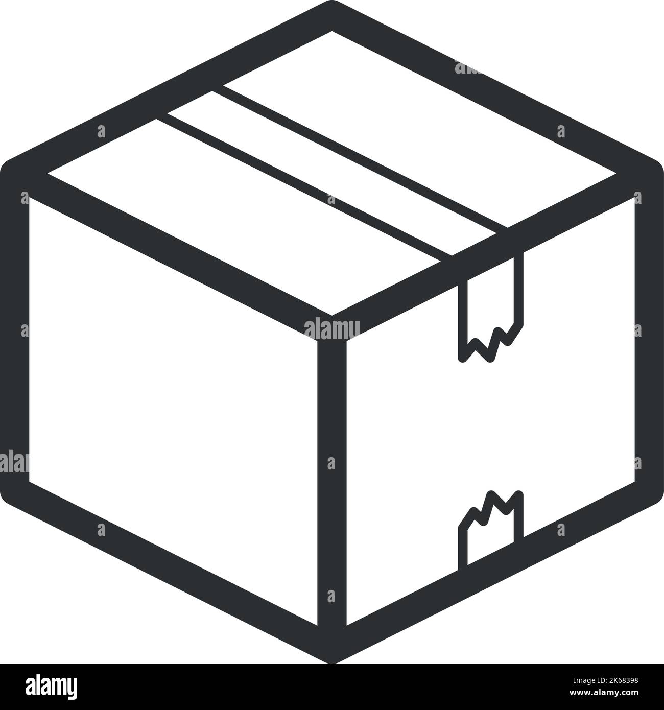 Versiegelter Versandkarton. Symbol für die Verpackungslinie aus Karton Stock Vektor