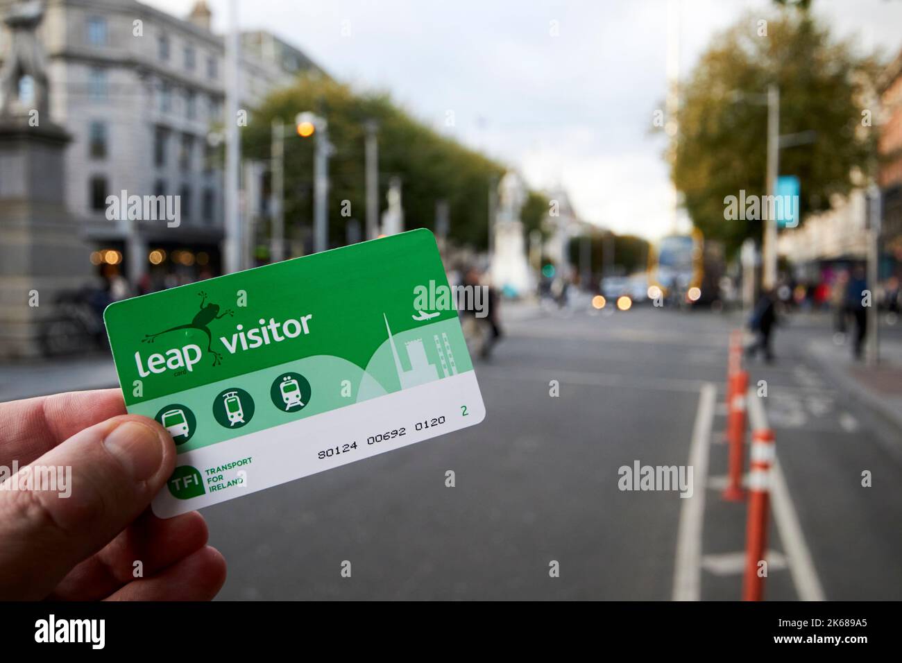 LEAP Besucher Tageskarte für öffentliche Verkehrsmittel auf der oconnell Street dublin republik irland Stockfoto