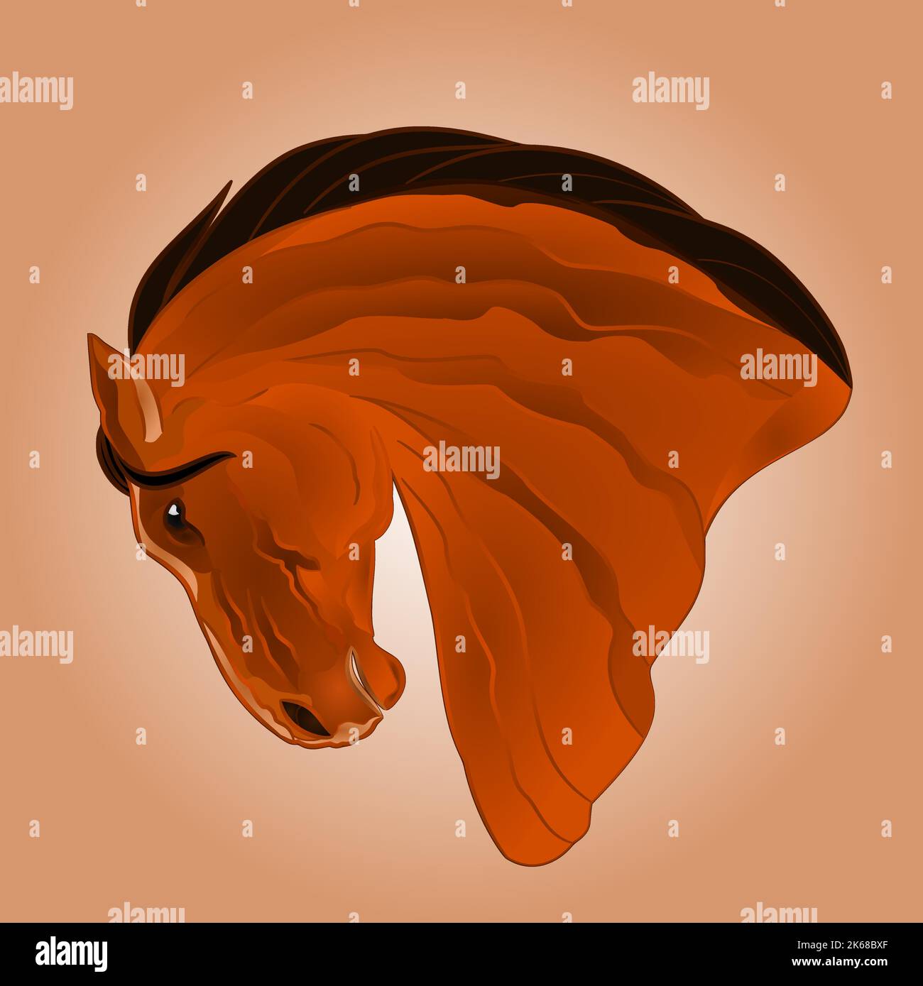 Der Kopf des hellbraunen Hengstpferdes Vektor Stock Vektor